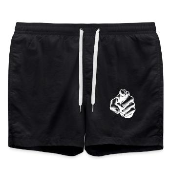Hand with index finger finger pointing hand gesture - Swim Trunks - black - Front - AI Model Male 185 light (185cm)