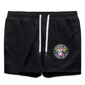 Adorable licorne arc-en-ciel « Sounds Gay Count Me In » - Short de bain - noir - Devant - AI Model Male 185 light (185cm)