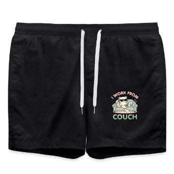 Je travaille depuis le canapé – Lazy Cat Remote Worker Design - Short de bain - noir - Devant - AI Model Male 185 light (185cm)