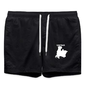 Longue plage - Short de bain - noir - Devant - AI Model Male 185 light (185cm)