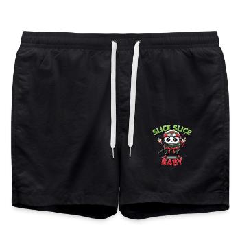 Kawaii Sushi Ninja Tranche Tranche Bébé Drôle Nourriture Jeu de mots - Short de bain - noir - Devant - AI Model Male 185 light (185cm)