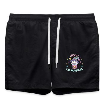 Lèche-le, je suis magique – Mage du milkshake kawaii - Short de bain - noir - Devant - AI Model Male 185 light (185cm)