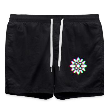 EDM Tricolore - Mandala floral - Style Glitch Rave - Short de bain - noir - Devant - AI Model Male 185 light (185cm)
