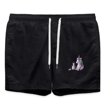 Zuckersüßes Einhorn-Set – Magische Figuren & Törtc - Badeshorts - Schwarz - Vorne - AI Model Male 185 light (185cm)