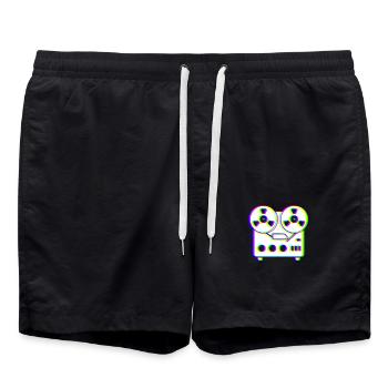 EDM Tricolor - Magnétophone - Glitch - Style rave - Short de bain - noir - Devant - AI Model Male 185 light (185cm)