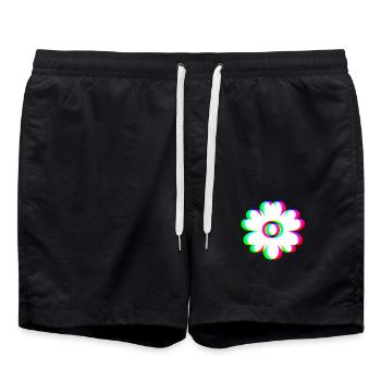 EDM Tricolore - Fleurs - Glitch - Style Rave - Short de bain - noir - Devant - AI Model Male 185 light (185cm)