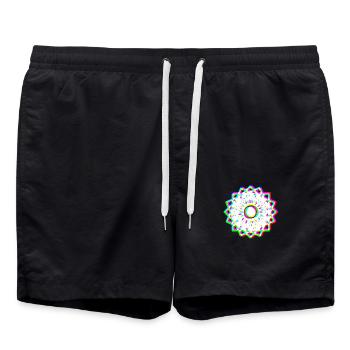 EDM Tricolore - Mandala Géométrique 2 - Glitch - Short de bain - noir - Devant - AI Model Male 185 light (185cm)