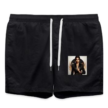 Powerful glamorous woman in a black suit gold - Badeshorts - Schwarz - Vorne - AI Model Male 185 light (185cm)