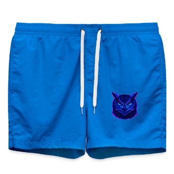 Neonblaue Eule mit intensivem Blick - Badeshorts - Cobalt blue - Vorne