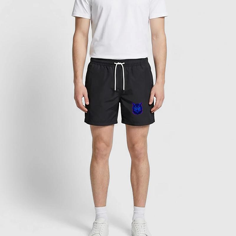 Neonblaue Eule mit intensivem Blick Badeshorts