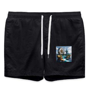 Horloge d’art - Short de bain - noir - Devant - AI Model Male 185 light (185cm)