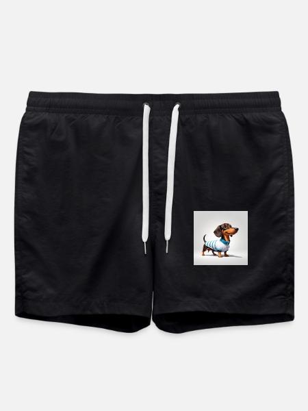 Dachshund in dog clothes - Swim Trunks - black