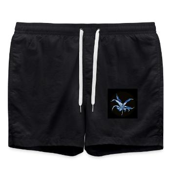 Curled leaf, inverted - Swim Trunks - black - Front - AI Model Male 185 light (185cm)