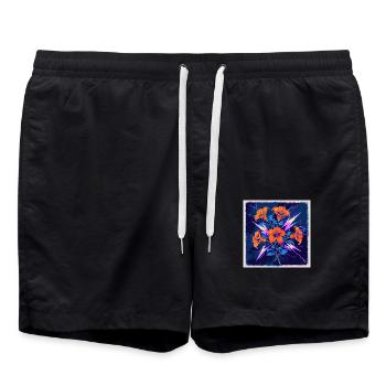 Blumen - Badeshorts - Schwarz - Vorne - AI Model Male 185 light (185cm)