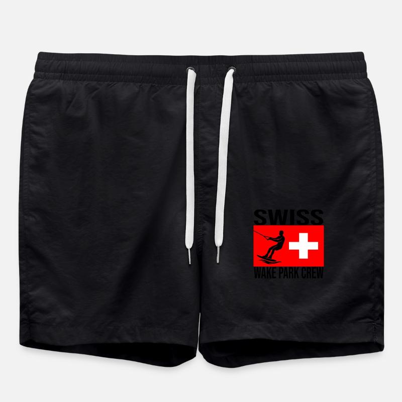 Swiss Wake Crew Wakeboard Shirt - Swim Trunks - black