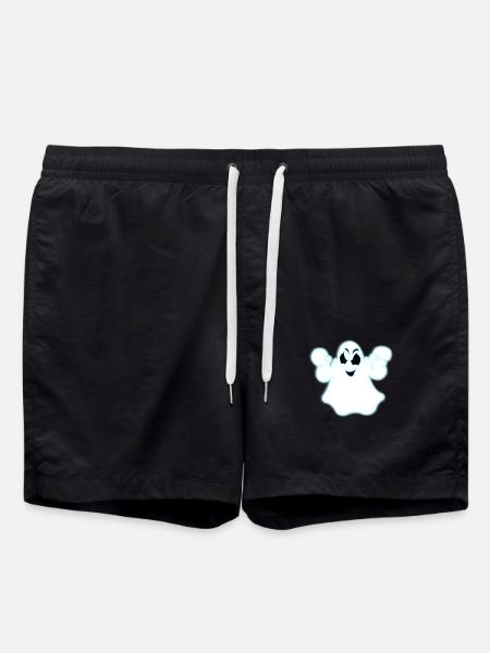 Glowing Halloween Ghost - Swim Trunks - black