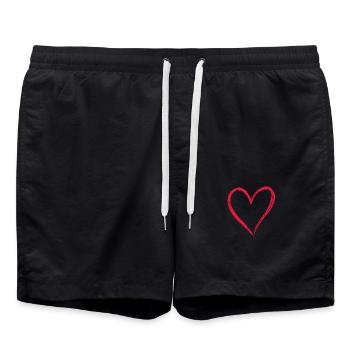 Sweet Heart Hand Drawn Love - Swim Trunks - black - Front - AI Model Male 185 light (185cm)