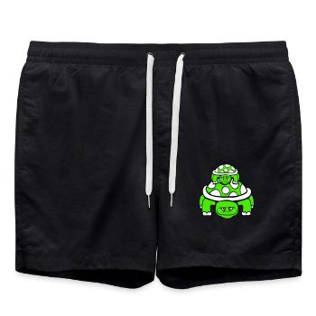 turtle little child dad mom father mother - Swim Trunks - black - Front - AI Model Male 185 light (185cm)