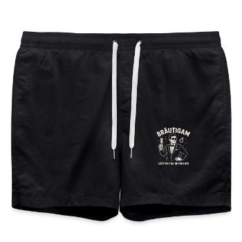 JGA - letzter Tag in Freiheit - Badeshorts - Schwarz - Vorne - AI Model Male 185 light (185cm)