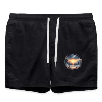 Coucher de soleil sur la côte mystique - Short de bain - noir - Devant - AI Model Male 185 light (185cm)