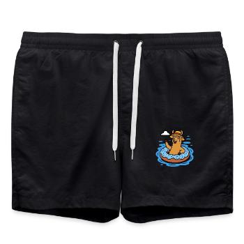 Alpaka mit Donut Schwimmring Lustige Tiere Kinder - Badeshorts - Schwarz - Vorne - AI Model Male 185 light (185cm)