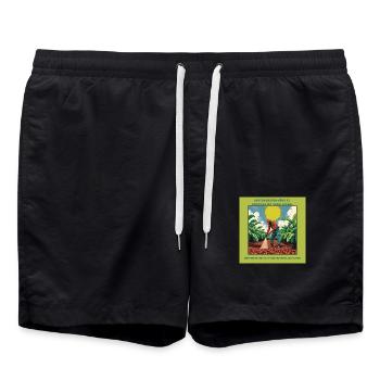 Arbeit ohne Schutz? - Badeshorts - Schwarz - Vorne - AI Model Male 185 light (185cm)