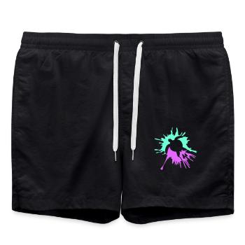 Water turtle paint splash drops - Swim Trunks - black - Front - AI Model Male 185 light (185cm)