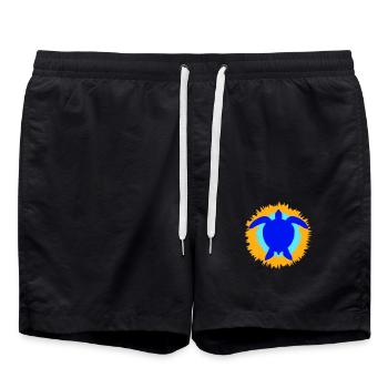 Water turtle flower pretty silhouette pattern - Swim Trunks - black - Front - AI Model Male 185 light (185cm)