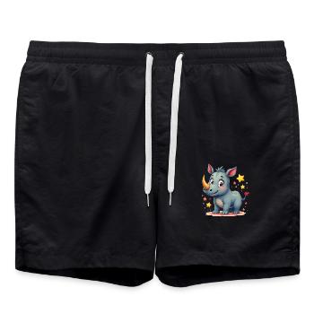 Nashorn Design - Badeshorts - Schwarz - Vorne - AI Model Male 185 light (185cm)