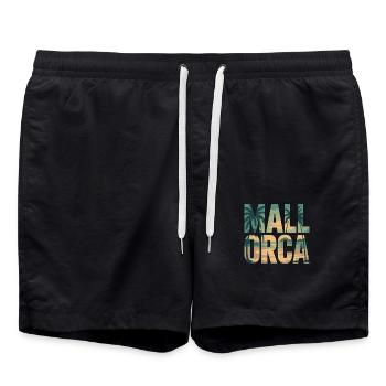 Mallorca holiday palm beach baller - Swim Trunks - black - Front - AI Model Male 185 light (185cm)