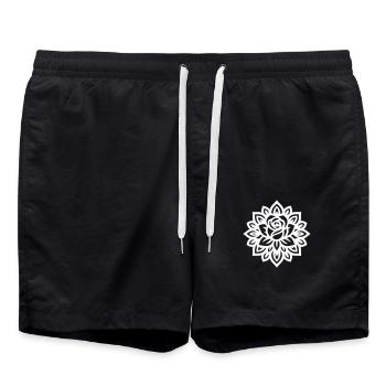 Mandala Fleur Rose - Short de bain - noir - Devant - AI Model Male 185 light (185cm)