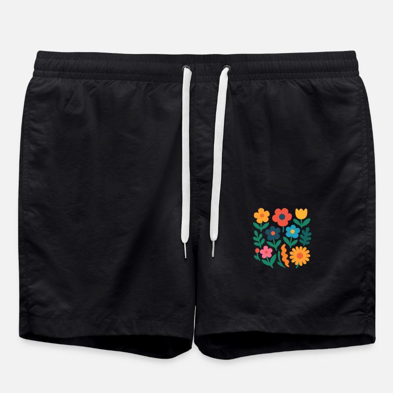 Bloody Vibes - Fleurs Flat Design - Short de bain - noir