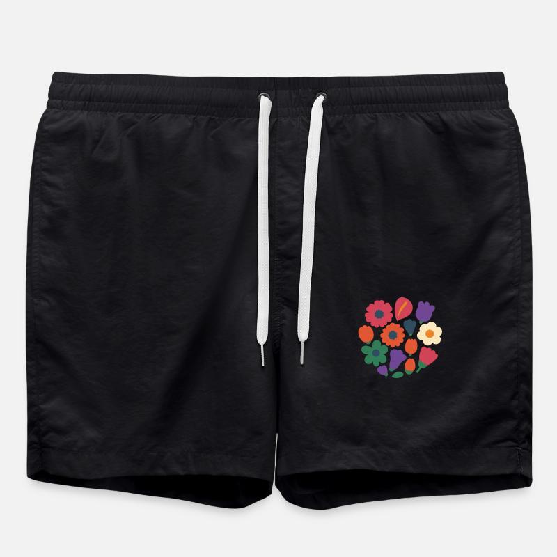 Circle Bloom – Flower Wreath 2025 - Swim Trunks - black