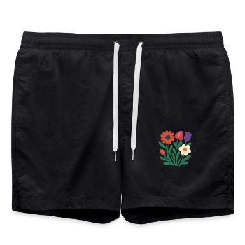 Exotic Bloom 2025 – Mix floral flat design  - Short de bain - noir - Devant - AI Model Male 185 light (185cm)