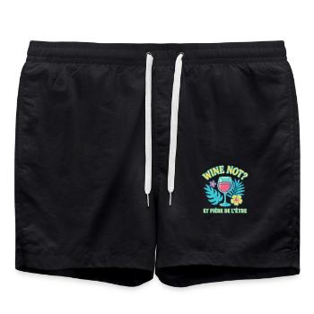 Wine Not ? Version tropicale – Apéro, vin & vibes - Short de bain - noir - Devant - AI Model Male 185 light (185cm)