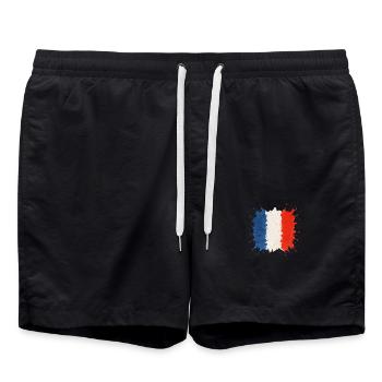France Flag Blobs - Swim Trunks - black - Front - AI Model Male 185 light (185cm)