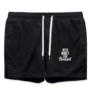 Need Money For Hochzeit - Badeshorts - Schwarz - Vorne - AI Model Male 185 light (185cm)