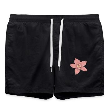 Fleur d’orchidée rose - Short de bain - noir - Devant - AI Model Male 185 light (185cm)