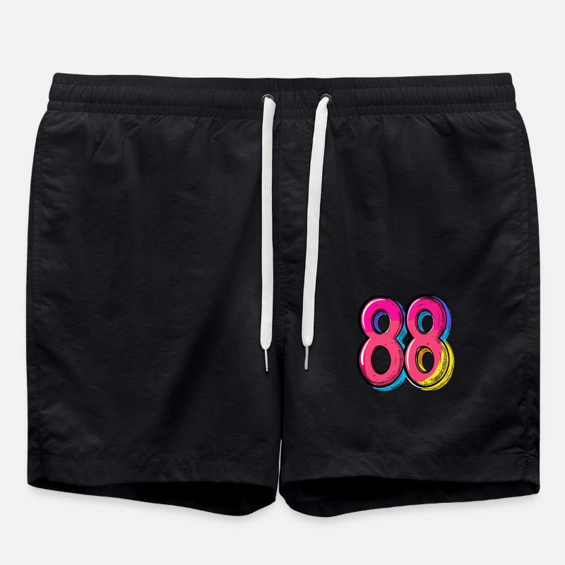 88 Number Comic - Swim Trunks - black