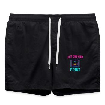 Just One More Print – Nerdiges Maker Motiv - Badeshorts - Schwarz - Vorne - AI Model Male 185 light (185cm)