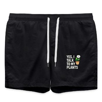 Yes, I Talk to My Plants – Urban Gardening - Badeshorts - Schwarz - Vorne - AI Model Male 185 light (185cm)