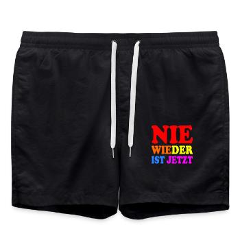 Never again is now - Swim Trunks - black - Front - AI Model Male 185 light (185cm)