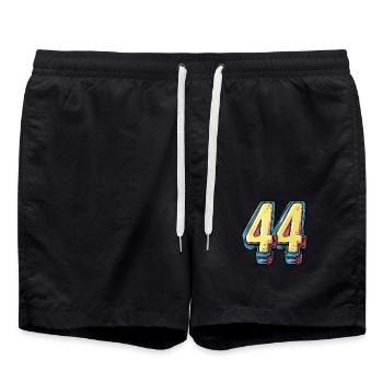 44 Number Comic - Swim Trunks - black - Front - AI Model Male 185 light (185cm)