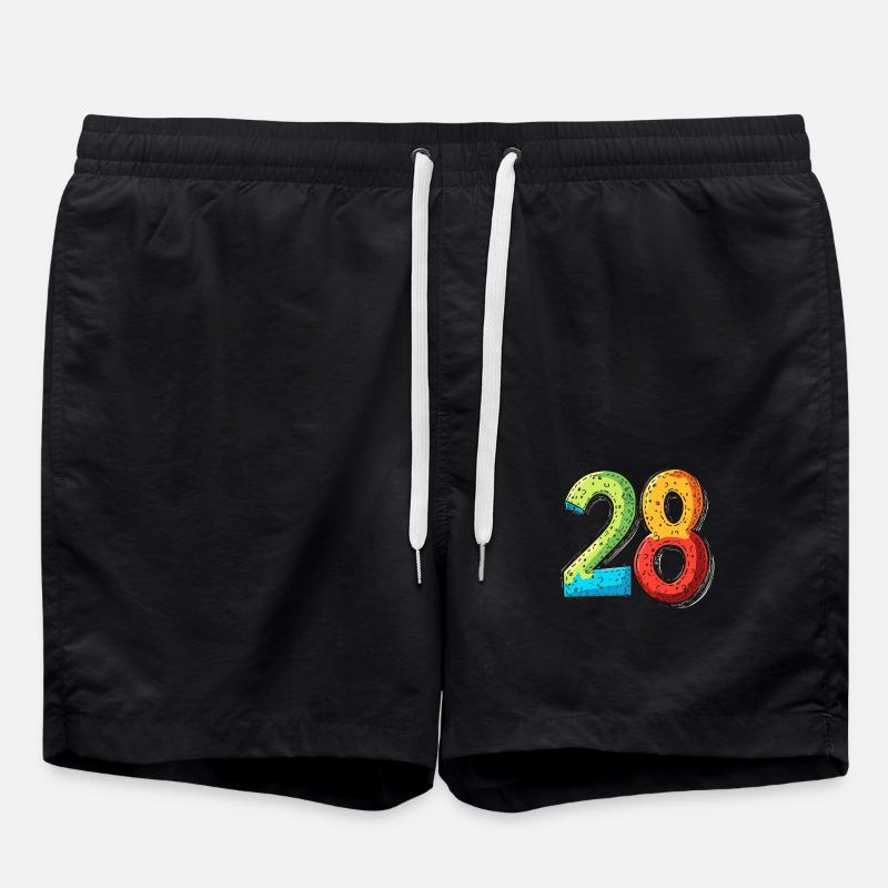 28 Zahl Comic - Badeshorts - Schwarz