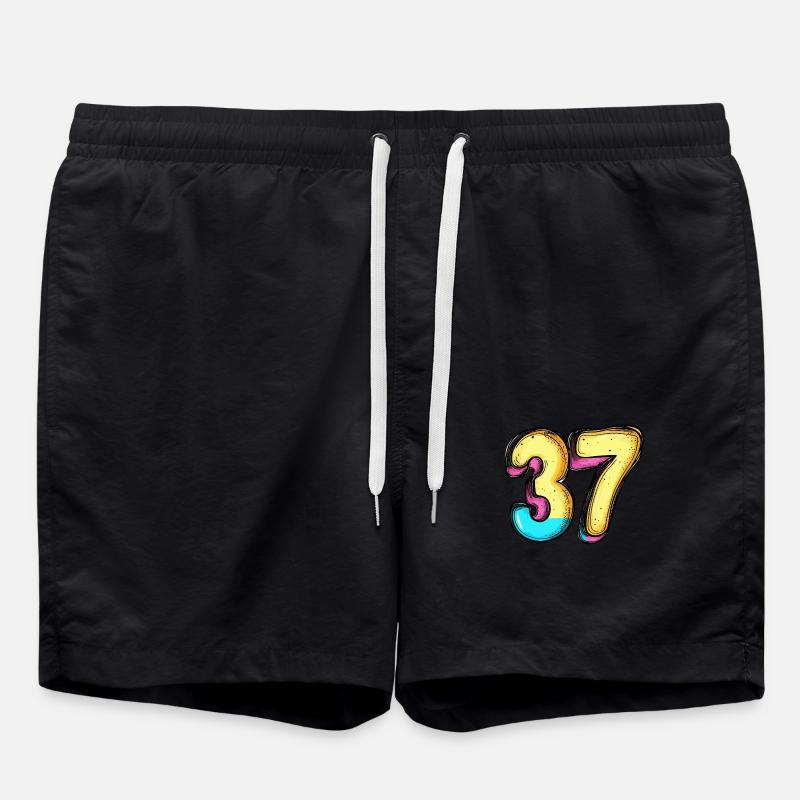 37 Zahl Comic - Badeshorts - Schwarz