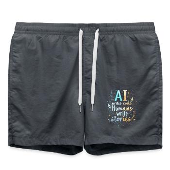L’IA écrit du code - les gens écrivent des histoires - Short de bain - charbon - Devant - AI Model Male 185 light (185cm)