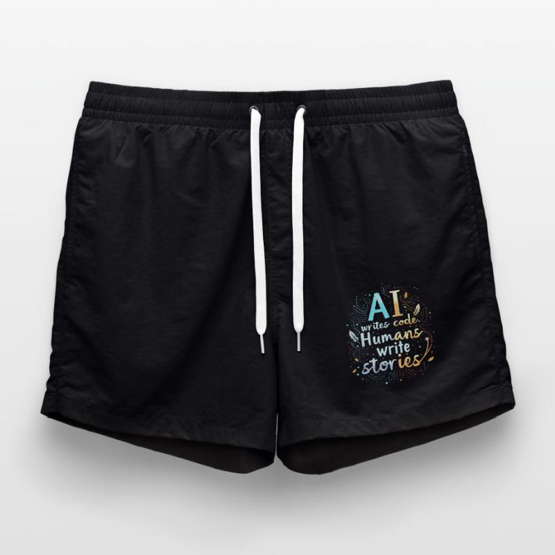 AI Writes Code - Humans Write Stories Swim Trunks