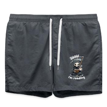 Grim Reaper Reading a Book with Coffee - Swim Trunks - anthracite - Front - AI Model Male 185 light (185cm)