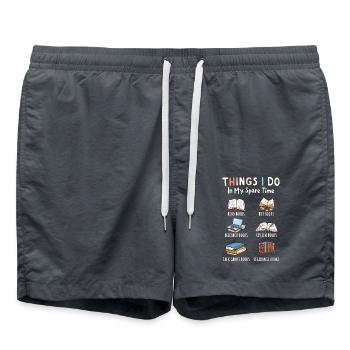 Things I Do in My Spare Time: All About Books - Swim Trunks - anthracite - Front - AI Model Male 185 light (185cm)