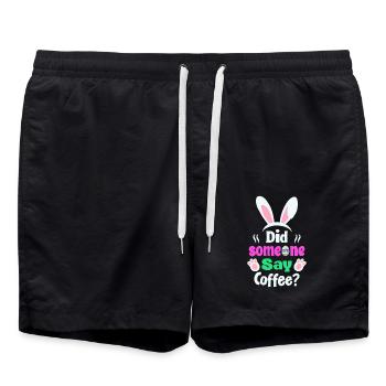 Quelqu’un a dit café ? Lapin de Pâques Humour - Short de bain - noir - Devant - AI Model Male 185 light (185cm)